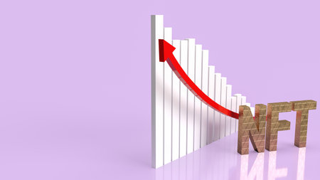 gold nft text and  chart  for  cryptocurrency or business concept 3d renderingの写真素材