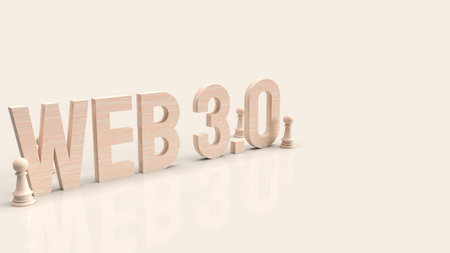 The Web 3.0  wood text and chess for technology concept 3d renderingの写真素材