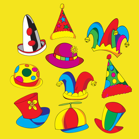 clown hat bundle set for happy or funny concept.のイラスト素材