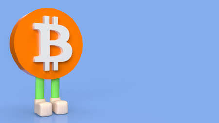 bitcoin symbol character on blue background for business or technology concept 3d renderingの写真素材