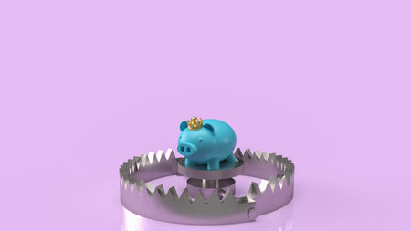 piggy bank on trap for business concept 3d renderingの写真素材
