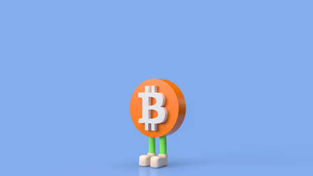 bitcoin symbol character on blue background for business or technology concept 3d renderingの写真素材