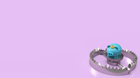 piggy bank on trap for business concept 3d renderingの写真素材