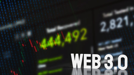 text Web 3.0 on business background for technology concept 3d renderingの写真素材