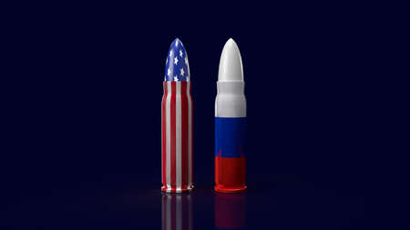 united states and Russia bullet for business or news concept 3d renderingの写真素材