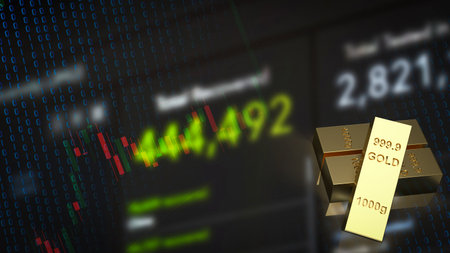 gold bar and business background 3d renderingの写真素材