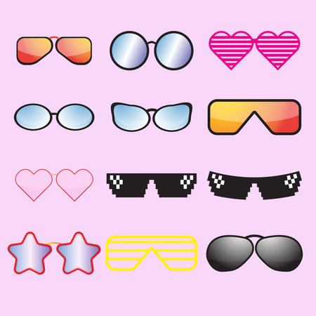 glasses fashion bundle set for party or celebration conceptのイラスト素材