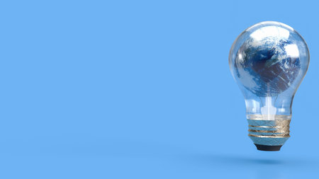 Earth in light bulb for ecological  or sci concept 3d rendering
