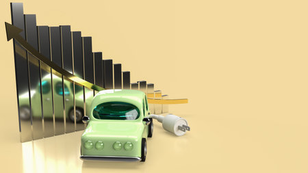 car and electric plug on chart business for eco or automobiles system 3d rendering