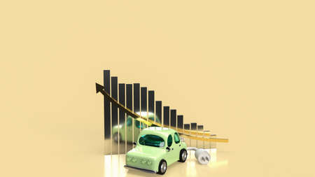 car and electric plug on chart business for eco or automobiles system 3d renderingの写真素材