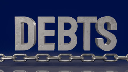 debt text and chain for business concept 3d rendering