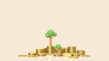 tree and gold coins for business concept 3d rendering