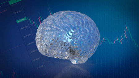crystal  brain on business background 3d rendering
