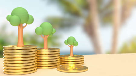 gold coins and tree for business concept 3d renderingの写真素材