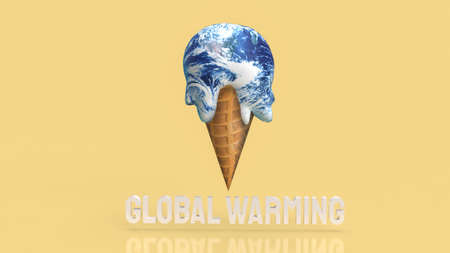 earth ice cream melting concept for global worming 3d renderingの写真素材