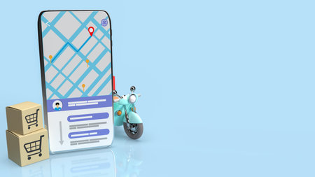 mobile application  for delivery  business concept 3d rendering