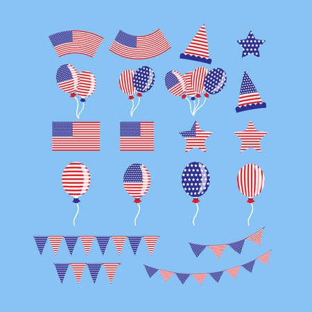 The 4th July bundle set vector image for celebration conceptのイラスト素材