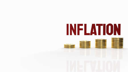 red inflation and gold coins on white background 3d renderingの写真素材