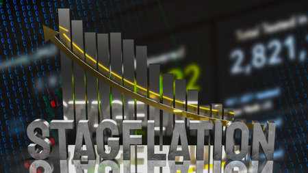 stagflation  text on chart for business concept 3d rendering
