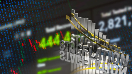 stagflation  text on chart for business concept 3d rendering