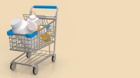 drug in shopping cart for medical or drug concept 3d renderingの写真素材