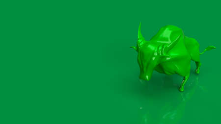 green bull on green background  for business concept 3d renderingの写真素材