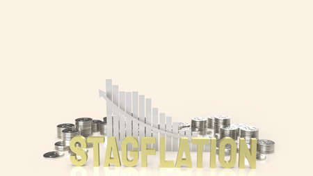 stagflation  text on chart for business concept 3d renderingの写真素材