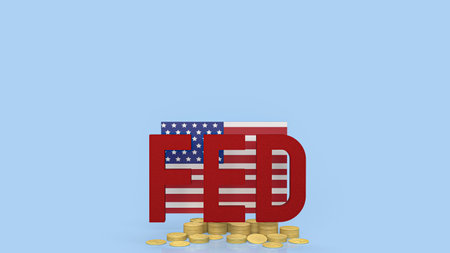 red fed  and Usa flag for business concept 3d rendering