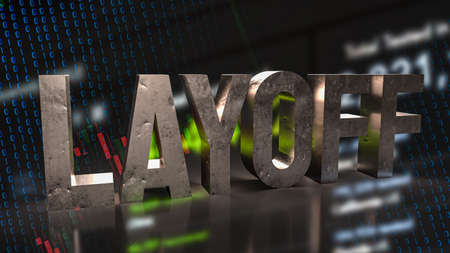 layoff text on business background 3d renderingの写真素材