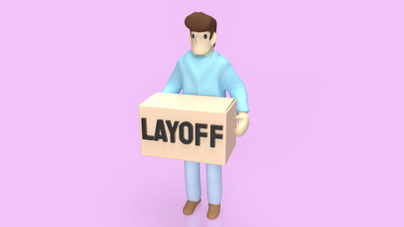 man hold box for layoff concept  3d rendering