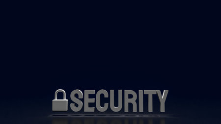 lock and security text for protection concept 3d rendering