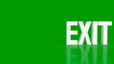 white exit on green background 3d rendering
