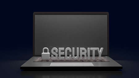 notebook and security text for protection concept 3d renderingの写真素材