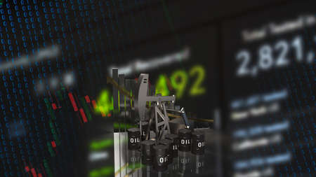 drilling rig oil station and tank for petroleum or energy concept 3d renderingの写真素材