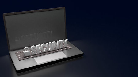 notebook and security text for protection concept 3d rendering