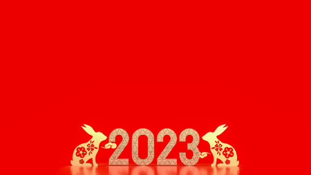 Chinese New Year 2023 year of the rabbit 3d renderingの写真素材