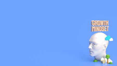 head and wood text for growth mindset concept 3d renderingの写真素材