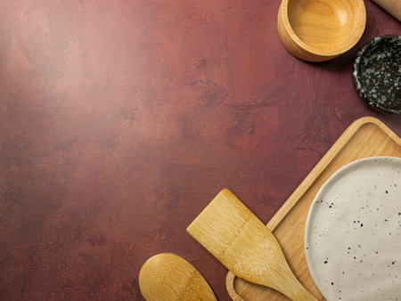kitchen equipment flat lay image for food concept