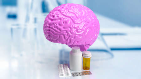 brain and drug  for sci or medical concept 3d renderingの写真素材