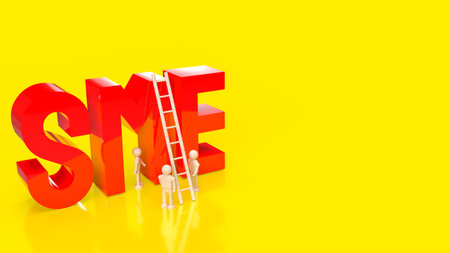 red sme text on yellow background for business concept 3d renderingの写真素材