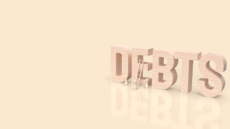 debts wood text for business concept 3d renderingの写真素材