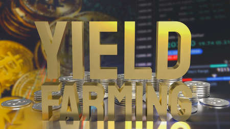 gold text yield farming for business or finance concept 3d renderingの写真素材