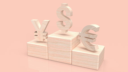 wood money symbol for business concept 3d renderingの写真素材