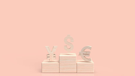 wood money symbol for business concept 3d rendering