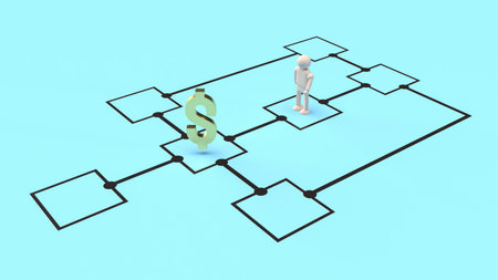 wood figure and money symbol chart for business concept 3d rendering