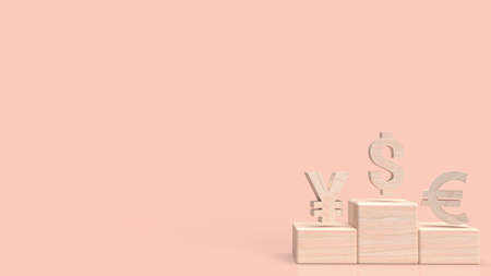 wood money symbol for business concept 3d renderingの写真素材