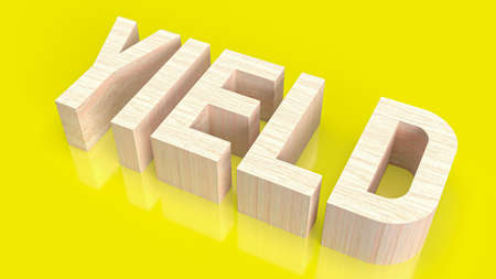 wood text yield on yellow background for business conceptの写真素材