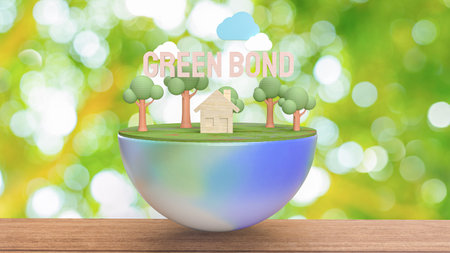 green bond text on earth for eco and business concept 3d rendering