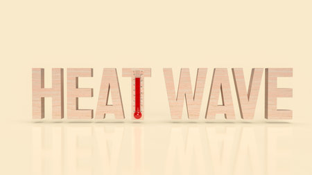 heat wave text and thermometer  for climate change  concept 3d renderingの写真素材
