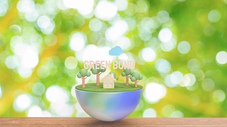 green bond text on earth for eco and business concept 3d renderingの写真素材
